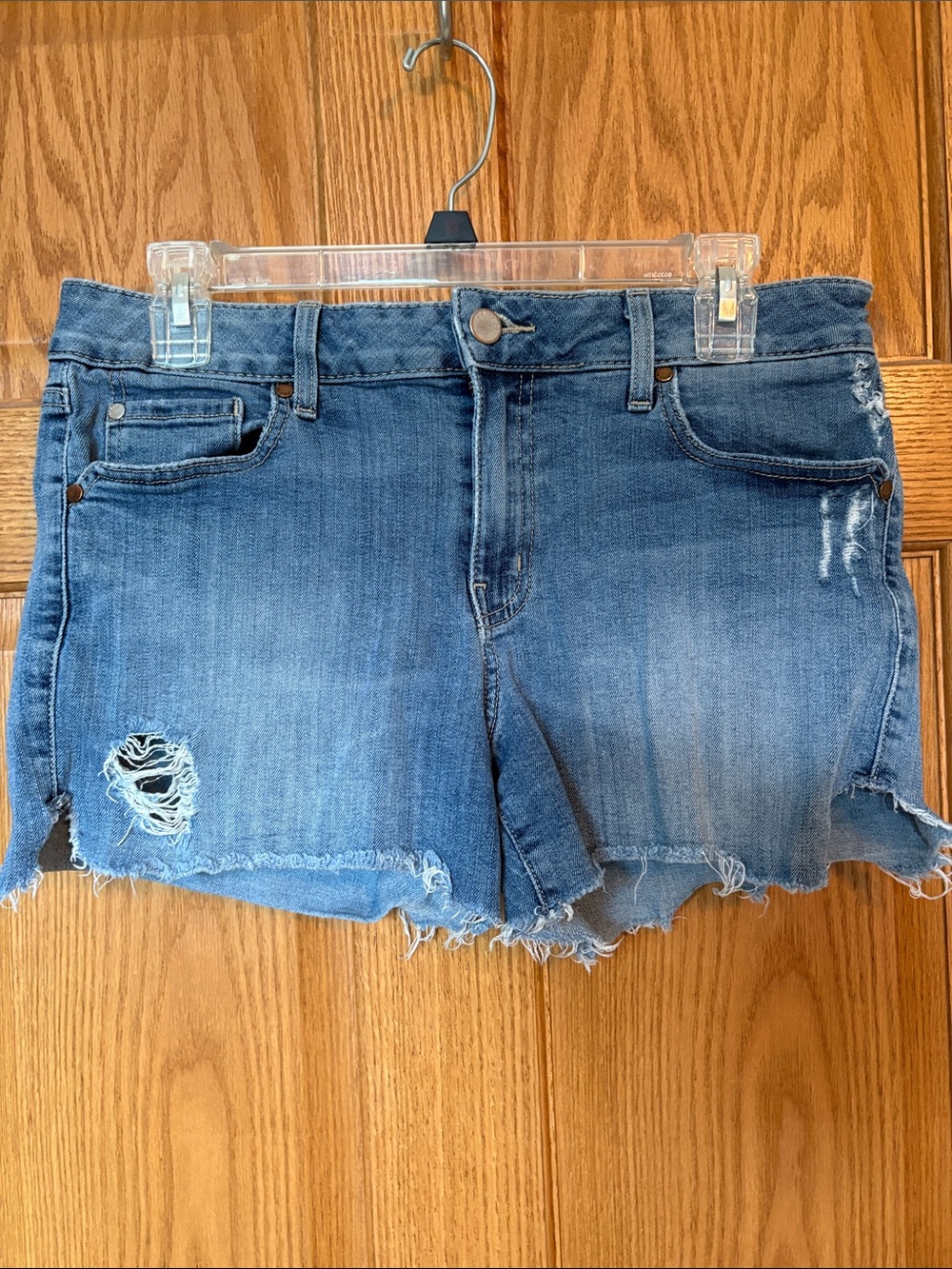 Level 99 Distressed Denim Cutoff Shorts - Blue